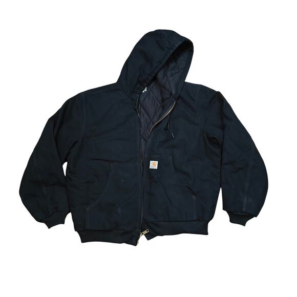 Carhartt Flannel Lined Active Jac J140 Loose Fit Firm Duck Mens L Black - Picture 1 of 5